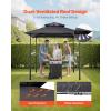 VEVOR Grill Gazebo, 8 x 5 ft Double-Tiered Top, BBQ Gazebo with Extra Awning, Powder-Coated Steel Patio Grill Shelter with 2 Side Shelves, Bottle Opener & Hooks, Outdoor Grilling Canopy for Garden(Leg Plus Style)