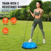 VEVOR Half Exercise Ball Trainer, 23/26 inch Balance Ball Trainer, 1500lbs Capacity Stability Ball, Yoga Ball with Resistance Bands & Foot Pump, Strength Fitness Ball for Home Gym Full Body Workout(23″ Ripple Blue)