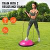 VEVOR Half Exercise Ball Trainer, 23/26 inch Balance Ball Trainer, 1500lbs Capacity Stability Ball, Yoga Ball with Resistance Bands & Foot Pump, Strength Fitness Ball for Home Gym Full Body Workout(26″ Ripple Pink)