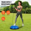 VEVOR Half Exercise Ball Trainer, 23/26 inch Balance Ball Trainer, 1500lbs Capacity Stability Ball, Yoga Ball with Resistance Bands & Foot Pump, Strength Fitness Ball for Home Gym Full Body Workout(26″ Ripple Blue)