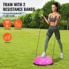 VEVOR Half Exercise Ball Trainer, 23/26 inch Balance Ball Trainer, 1500lbs Capacity Stability Ball, Yoga Ball with Resistance Bands & Foot Pump, Strength Fitness Ball for Home Gym Full Body Workout(23″ Ripple Pink)
