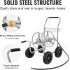 VEVOR Hose Reel Cart, Hold Up to 250 ft of 5/8’’ Hose, Garden Water Hose Carts Mobile Tools with 4 Wheels, Heavy Duty Powder-Coated Steel Outdoor Planting with Storage Basket, for Garden, Yard, Lawn(300 ft)