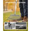 VEVOR Leaf Rake, 25 Metal Tines, Adjustable Garden Rake for Lawns with 18.3 Inch Wide Head & 36.4-72.8 Inch Long Handle, Heavy Duty Stainless Steel Small Leaves Tool for Gardening Camping Yard Grass(18in width)
