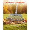 VEVOR Leaf Rake, 25 Metal Tines, Adjustable Garden Rake for Lawns with 18.3 Inch Wide Head & 36.4-72.8 Inch Long Handle, Heavy Duty Stainless Steel Small Leaves Tool for Gardening Camping Yard Grass(18in width)