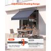 VEVOR Manual Retractable Awning, 78″ Outdoor Retractable Patio Awning Sunshade Shelter, Height Adjustable Patio Door Window Canopy with Manual Crank Handle for Backyard, Garden, Balcony, Dark Gray