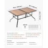 VEVOR Outdoor Patio Dining Table, 37 inch Square Metal Steel Slat Backyard Bistro Tables, with 1.5 in Umbrella Hole, Outside All-Weather Large Furniture for Lawn Garden Porch, Black(59 inch-Wood-Like Steel)