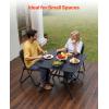 VEVOR Outdoor Patio Dining Table, 37 inch Square Metal Steel Slat Backyard Bistro Tables, with 1.5 in Umbrella Hole, Outside All-Weather Large Furniture for Lawn Garden Porch, Black(37 inch)