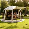 VEVOR Pop up Screen House Tent, 10 x 9.2 ft, 4-8 Person Screen Gazebo, Portable Screened in Canopy with Carry Bag, Netting Sides, Ground Stakes, for Garden, Patio, Backyard, Outdoor Activities, Beige(Beige 1)