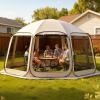 VEVOR Pop up Screen House Tent, 10 x 9.2 ft, 4-8 Person Screen Gazebo, Portable Screened in Canopy with Carry Bag, Netting Sides, Ground Stakes, for Garden, Patio, Backyard, Outdoor Activities, Beige(Beige)