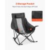 VEVOR Rocking Camping Chair, Portable Folding Rocker, Heavy-Duty Lawn Chair Recliner with Pocket, Supports 225lbs, Fully Padded Camp Chairs for Outdoor Patio Backyard Porch Garden
