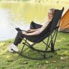 VEVOR Rocking Camping Chair, Portable Folding Rocker, Heavy-Duty Lawn Chair Recliner with Pocket, Supports 225lbs, Fully Padded Camp Chairs for Outdoor Patio Backyard Porch Garden