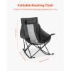 VEVOR Rocking Camping Chair, Portable Folding Rocker, Heavy-Duty Lawn Chair Recliner with Pocket, Supports 225lbs, Fully Padded Camp Chairs for Outdoor Patio Backyard Porch Garden