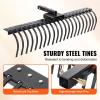 VEVOR Tow Behind Dethatcher, 48-inch Tow Dethatcher with 24 Spring Steel Tines, Lawn Dethatcher Rake for ATV or Mower, Tow Behind Lawn Rake with Lift Handle for Garden Farm Grass(60″ Rake without 3-Point Attachments)