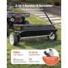 VEVOR Tow Behind Lawn Spreader with Aeration Spikes, 32 in Spreading Width, Broadcast Spreader with Universal Hitch, Garden Seeder & Soil Aerator with 100lbs Capacity & 10 in Tires for ATVs UTVs