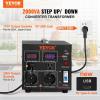 VEVOR Voltage Converter Transformer, 2000W, Heavy Duty Step Up/Down Transformer, Convert from 110 Volt to 220 Volt and from 220 Volt to 110 Volt, with US Outlet EU Outlet 5V USB Port, CE Certified(2000W)