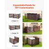 VEVOR Wooden Privacy Fence, 48 x 37 inch Air Conditioner Fence, 3 Panel Solid Outdoor Wood Privacy Screen with Metal Stakes, Steel Frame, Trash Can Hider Fences Suitable for Garden, Pool