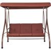VEVOR 3-Seat Patio Swing Chair, Outdoor Patio Swing with Adjustable Canopy, Porch Swing with Armrests, Teslin Fabric and Alloy Steel Frame, for Balcony, Backyard, Patio, Garden, Poolside, Brown(Brown)