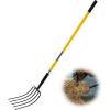 VEVOR Broad Fork, 5-Tine Pitchfork with Dual Fiberglass Handles, Heavy Duty Garden Fork, Ergonomic U-Shaped Design Broadfork Hand Tiller, Gardening Tool for Composting Transplanting Aeration(5-Tine)
