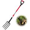 VEVOR Broad Fork, 5-Tine Pitchfork with Dual Fiberglass Handles, Heavy Duty Garden Fork, Ergonomic U-Shaped Design Broadfork Hand Tiller, Gardening Tool for Composting Transplanting Aeration(4-Tine)