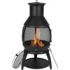 VEVOR Chiminea, 20 Inch Outdoor Wood Burning Firepit, Conical Fireplace for BBQ & Warming, Outside Wooden Fire Pit with Grill Mesh, Chimney Coat & Rustproof Chiminea Lid, for Patio, Garden, Backyard(22 Inch)