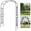 VEVOR Garden Arbor, 94.5 (H) x 98.5 (W) x 15.8 (D) in Metal Archway, Sturdy Outdoor Trellis Arch with Stakes, Easy to Assemble, Pergola Arbor for Plant Climbing Yard Lawn Wedding Party Decoration(Black)