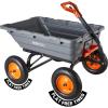 VEVOR Garden Dump Cart 1500lbs 15 Cu.Ft, Heavy Duty Wheelbarrow with Convertible Handle and 16″ Flat Free Tires, Outdoor Yard Wagon ATV Trailer Dump Cart Tow Behind for Lawn Mower Tractor(1500LBS)