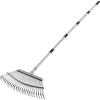 VEVOR Leaf Rake, 25 Metal Tines, Adjustable Garden Rake for Lawns with 18.3 Inch Wide Head & 36.4-72.8 Inch Long Handle, Heavy Duty Stainless Steel Small Leaves Tool for Gardening Camping Yard Grass(18in width)