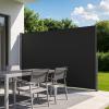 VEVOR Retractable Side Awning, 71″ x 118″ Patio Retractable Side Screen with 180 g/m² Polyester Fabric, Waterproof Sunshade Outdoor Privacy Screen Room Divider for Garden, Balcony, Pools, Deck, Gray(Black)
