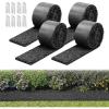 VEVOR Rubber Mulch Mat Roll, 4 Rolls 120 x 4.5 in, Recycled Rubber Permanent Mulch Edging Border, Natural-Looking Flower Barrier with Stakes, 0.5 in Thick Cuttable Garden Edgings for Landscaping