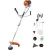 VEVOR String Trimmer, 26cc 2 in 1 Weed Eater, 17″ Grass Trimmer with 10″ Brush Cutter, Weed Eater Gas Powered Shoulder Strap & 3T Blade, 2-Stroke Weed Wacker Gas for Quick Grass Cleaning(52 CC)