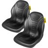 VEVOR Universal Lawn Tractor Seat Replacement, Compact High Back Mower Seat, Black Vinyl Forklift Seat, Central Drain Hole Skid Steer Seat with Mounting Bolt Patterns of 8″ x 11.5″ & 11.25″ x 11.5″(2Pcs Black)
