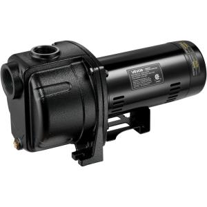 VEVOR 2 HP Shallow Well Jet Pump, 230 Volt, 5200 GPH Cast Iron Well Jet Pump, with 112 ft Max Head Lift, Check Valve, Thermal Protection, Automatic On/Off, for Garden Irrigation Lawn Sprinkler System(1.5 HP)