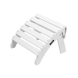 VEVOR Adirondack Ottoman, 18.7L x 18.9W x 13.8H Inch HDPE Plastic Folding Adirondack Ottoman, Weather-Resistant Foot Rest for Adirondack Chair, Widely Used for Outside Porch Pool Lawn Backyard, Blue(White)