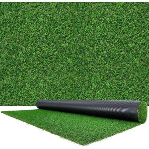 VEVOR Artificial Grass, 10 x 6.5 ft Fake Grass Turf Rug, 1.38 in Pile Height Realistic Synthetic Lawn Carpet Roll Mat, Easy Clean Drainage Holes for Patio, Garden, Balcony, Outdoor Indoor Decor, Green