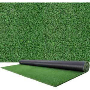 VEVOR Artificial Grass, 12 x 7 ft Fake Grass Turf Rug, 0.6 in Pile Height Realistic Synthetic Lawn Carpet Roll Mat, Easy Clean Drainage Holes for Patio, Garden, Balcony, Outdoor Indoor Decor, Green