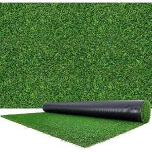 VEVOR Artificial Grass, 15 x 7 ft Fake Grass Turf Rug, 1.38 in Pile Height Realistic Synthetic Lawn Carpet Roll Mat, Easy Clean Drainage Holes for Patio, Garden, Balcony, Outdoor Indoor Decor, Green