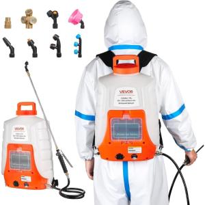 VEVOR Battery Powered Backpack Sprayer, 4 Gallons Electric Lawn Sprayer with 8 Nozzles & 2 Telescopic Wands, 90PSI Adjustable Pressure, 4-6 Hour Runtime, Yard Sprayers for Lawn and Garden