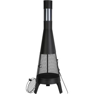 VEVOR Chiminea, 20 Inch Outdoor Wood Burning Firepit, Conical Fireplace for BBQ & Warming, Outside Wooden Fire Pit with Grill Mesh, Chimney Coat & Rustproof Chiminea Lid, for Patio, Garden, Backyard(20 Inch)