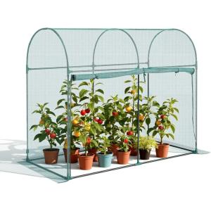 VEVOR Crop Cage, 9.5 x 6.36 x 6.36 ft Plant Protection Tent with Zippered Door, Wind-Resistant Tall Crop Cage, Easy to Install, Outdoor Raised Bed Cover, Tomato Plant Netting for Garden Patio Lawn(5.9 x 2.98 x 4.9Ft-Arch)