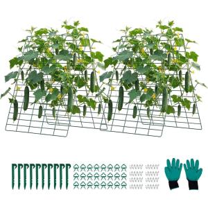 VEVOR Cucumber Trellis, 35″ x 55″ Foldable A-Frame Garden Trellises for Raised Bed, 4 Panels, Metal Rustproof Outdoor Climbing Plant Support with Gloves for Vine, Peas, Beans, Tomato, Flowers(35″ x 55″)