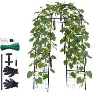 VEVOR Cucumber Trellis, 83 inch Tall Garden Arch Trellis, U-Shape Garden Trellises for Raised Bed, Metal Arch Outdoor Climbing Plants Support for Vine, Peas, Beans, Zucchini, Tomato, Squash, Flowers(Arch Trellis)
