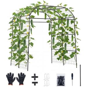 VEVOR Cucumber Trellis, 83 inch Tall Garden Arch Trellis, U-Shape Garden Trellises for Raised Bed, Metal Arch Outdoor Climbing Plants Support for Vine, Peas, Beans, Zucchini, Tomato, Squash, Flowers(Broad Arch Trellis)