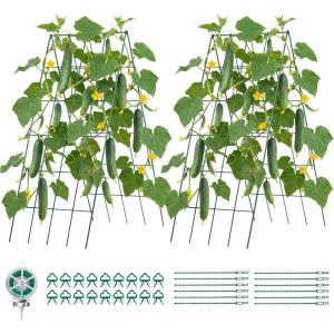 VEVOR Cucumber Trellis, No Assembly Required, 39″ High 2 Pack Foldable A-Frame Garden Trellises for Raised Bed, Metal Rustproof Outdoor Climbing Plant Support for Vine, Peas, Beans, Tomato, Flowers(39″ x 32″)