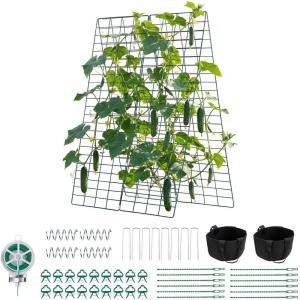 VEVOR Cucumber Trellis, No Assembly Required, 39″ High 2 Pack Foldable A-Frame Garden Trellises for Raised Bed, Metal Rustproof Outdoor Climbing Plant Support for Vine, Peas, Beans, Tomato, Flowers(46″ x 34″)