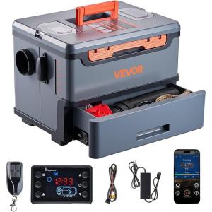 VEVOR Diesel Heater 8KW, DC 12V/24V, All in One Portable Diesel Air Heater with Bluetooth APP Control, Remote Control and LCD Screen, 1.9 Gal Fuel Tank for Trucks, Vans, RVs, Campers, and Garages(Gray)