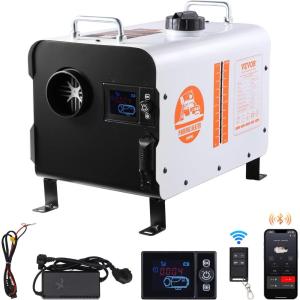 VEVOR Diesel Heater 8KW, DC 12V/24V, All in One Portable Diesel Air Heater with Bluetooth APP Control, Remote Control and LCD Screen, 1.9 Gal Fuel Tank for Trucks, Vans, RVs, Campers, and Garages(White)