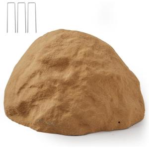 VEVOR Faux Rock Cover, Outdoor Fake Rock Well Pump Cover, Realistic Natural Texture, Lightweight & Weather-Resistant Polyresin Artificial Boulder for Landscaping Garden Yard Décor, Brown, Small Size(Irregular oval/Medium size/sandy yellow)