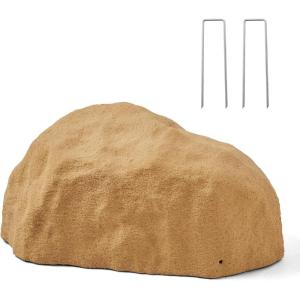 VEVOR Faux Rock Cover, Outdoor Fake Rock Well Pump Cover, Realistic Natural Texture, Lightweight & Weather-Resistant Polyresin Artificial Boulder for Landscaping Garden Yard Décor, Brown, Small Size(Irregular oval/small size/sandy yellow)