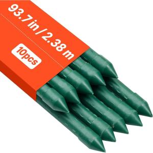 VEVOR Garden Stakes, 25 Pack, 82.68 inch, Plastic Coated Metal Tomato Stakes, Garden Sticks for Plants Support, with Pointed End and Non-Slip Bumps for Growing Climbing Plants, Outdoor Vegetables(2.4m*20mm)