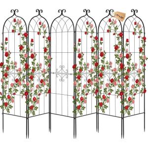 VEVOR Garden Trellis, 71 x 20 inch Rose Trellis, 4 Packs Garden Flower Rose Trellises with Powder-Coated Finish & Convenient Locking Design, Plant Support Trellises for Flowers, Vegetables, Roses(6 Packs-Style2)